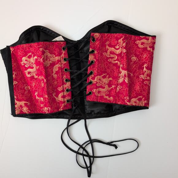 NWT Y2K Vintage Victoria's Secret Corset Red Gold Dragon Asian Chinese Deadstock - Picture 6 of 11